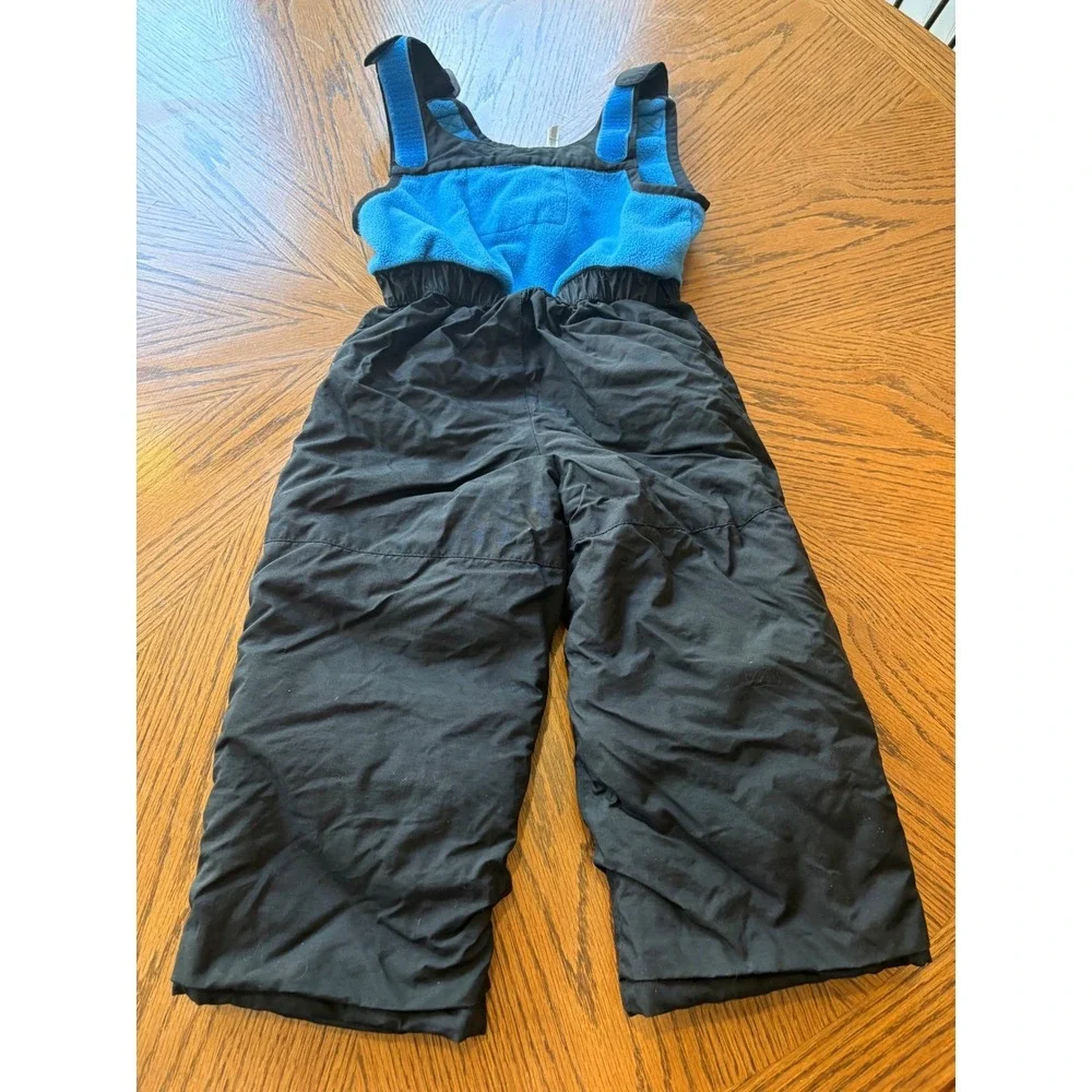 Lands End Kids Black Blue Squall Snow Bib Overalls Ski Pants‎ Toddler 2T